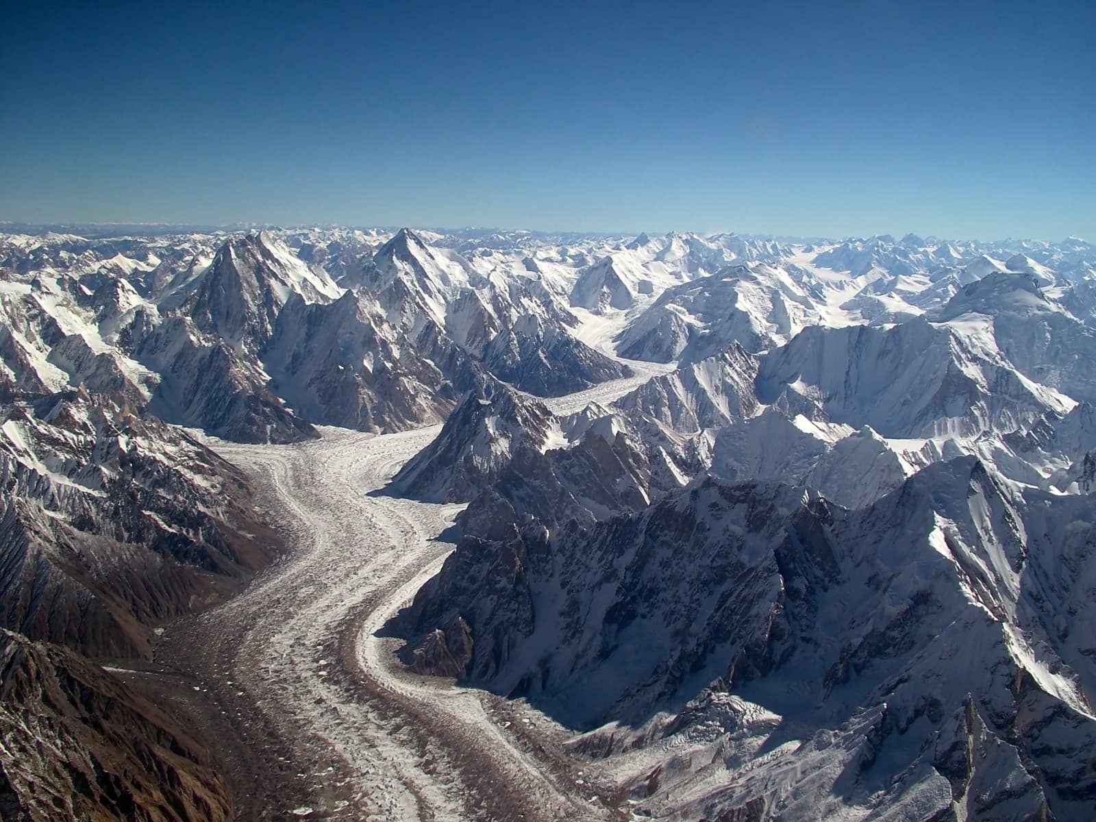 The Baltoro Glacier winding through the Karakoram